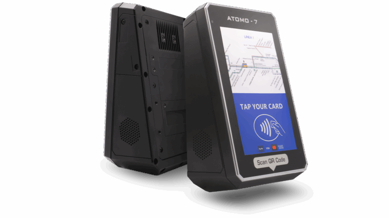 digitax atomo 7 smart ticketing validator front and rear view showing hardware design and construction details