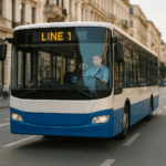 public transport bus in a city street
