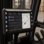 forklift equipped with digitax atomo 10 mdt mobile data terminal