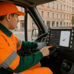 waste truck equipped with digitax atomo 10 mdt on-board terminal